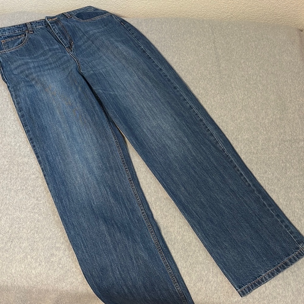 Eshakti High Rise Jeans Size 10 Minimalist Capsule Straight Relaxed Fit
